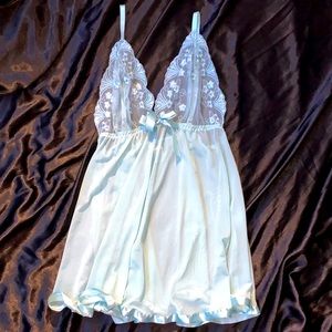 Lace & Mesh Babydoll with Satin Trim - Women’s Lingerie